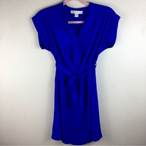Monteau Los Angeles Women's Royal Blue Belted Short Sleeve Dress Size XS